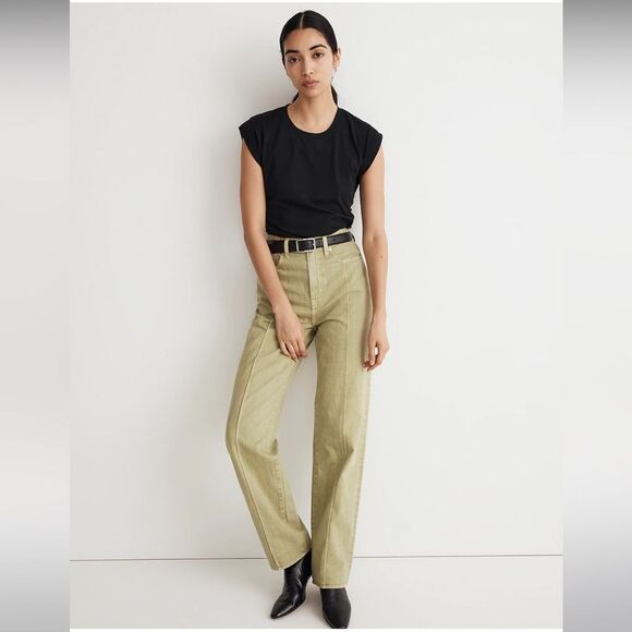 Madewell NWT Baggy Straight Jeans: Garment-Dyed Edition Size 27 High Rise - Picture 2 of 10